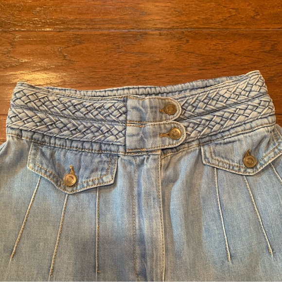 Free People A-Line Chambray Denim Mini Skirt - Picture 2 of 3